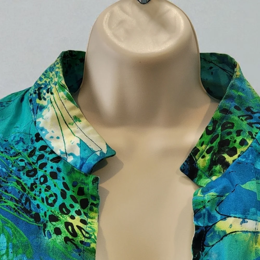 Erin Plus sz 1X Colorful Abstract Floral 3/4 Sleeve Artsy Blazer Jacket